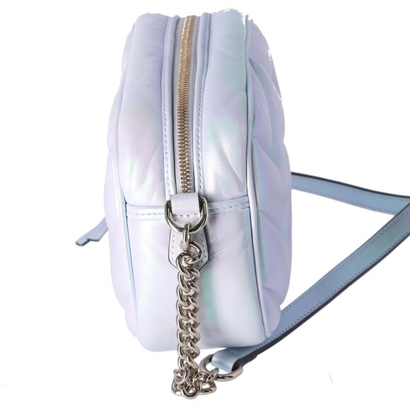 GUCCI GG Marmont Shoulder Bag 447632 Iridescent Pearl Blue Leather - Picture 3 of 9